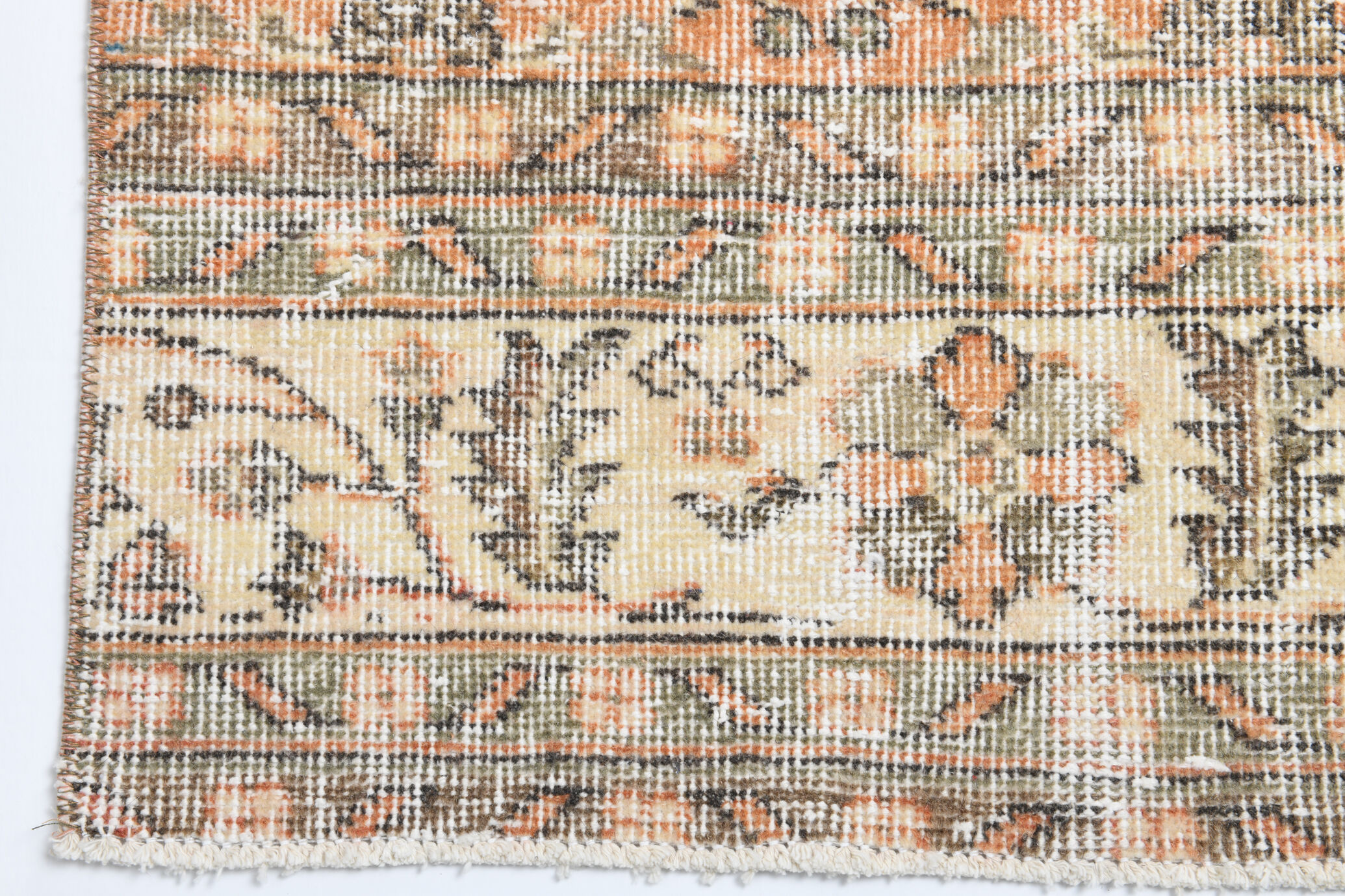 Tapis floral orange vintage, 340x85cm