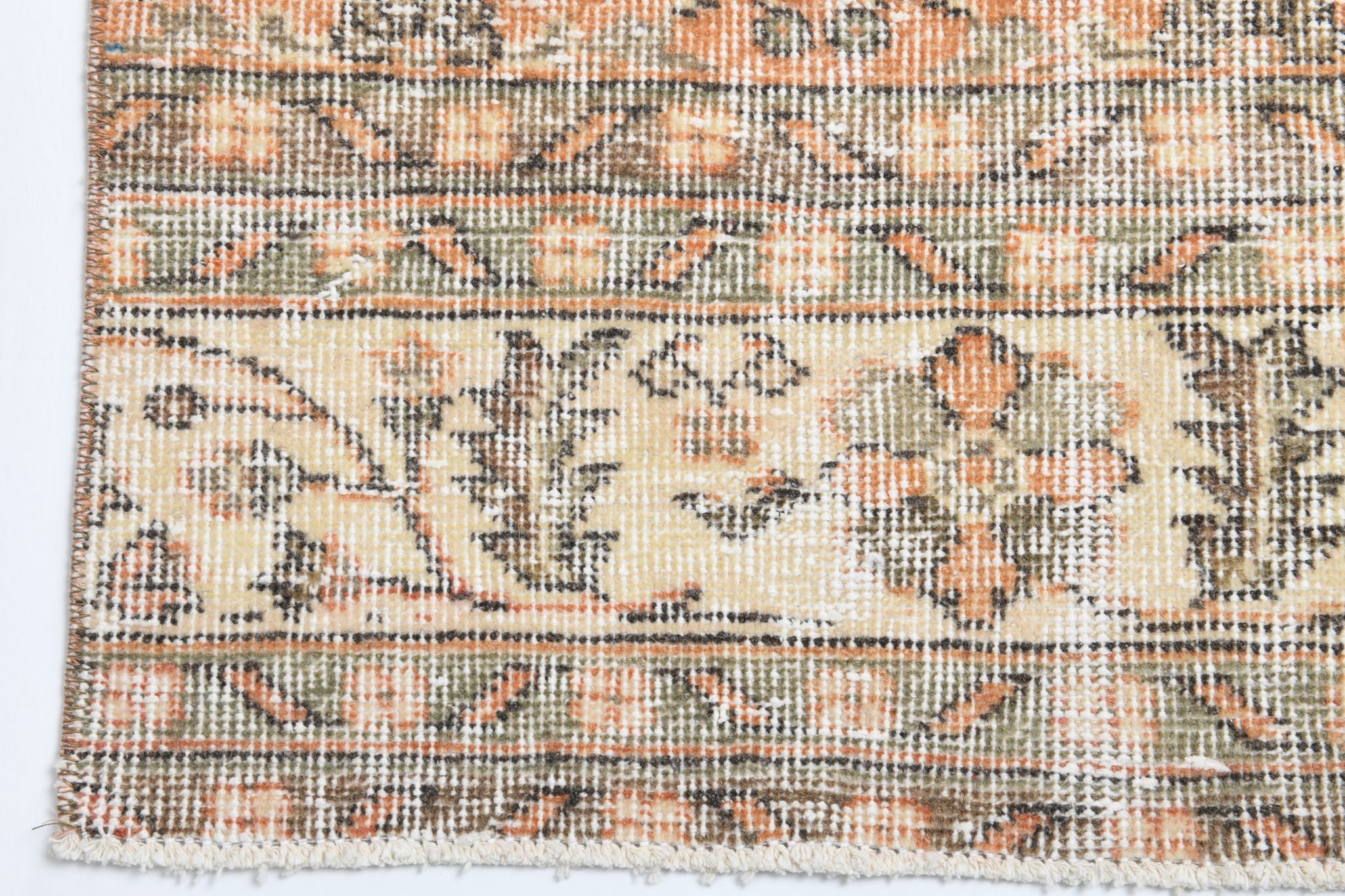 Tapis floral orange vintage, 340x85cm