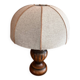 Table lamp in solid wood, Mid-century French country style, with lampshade.