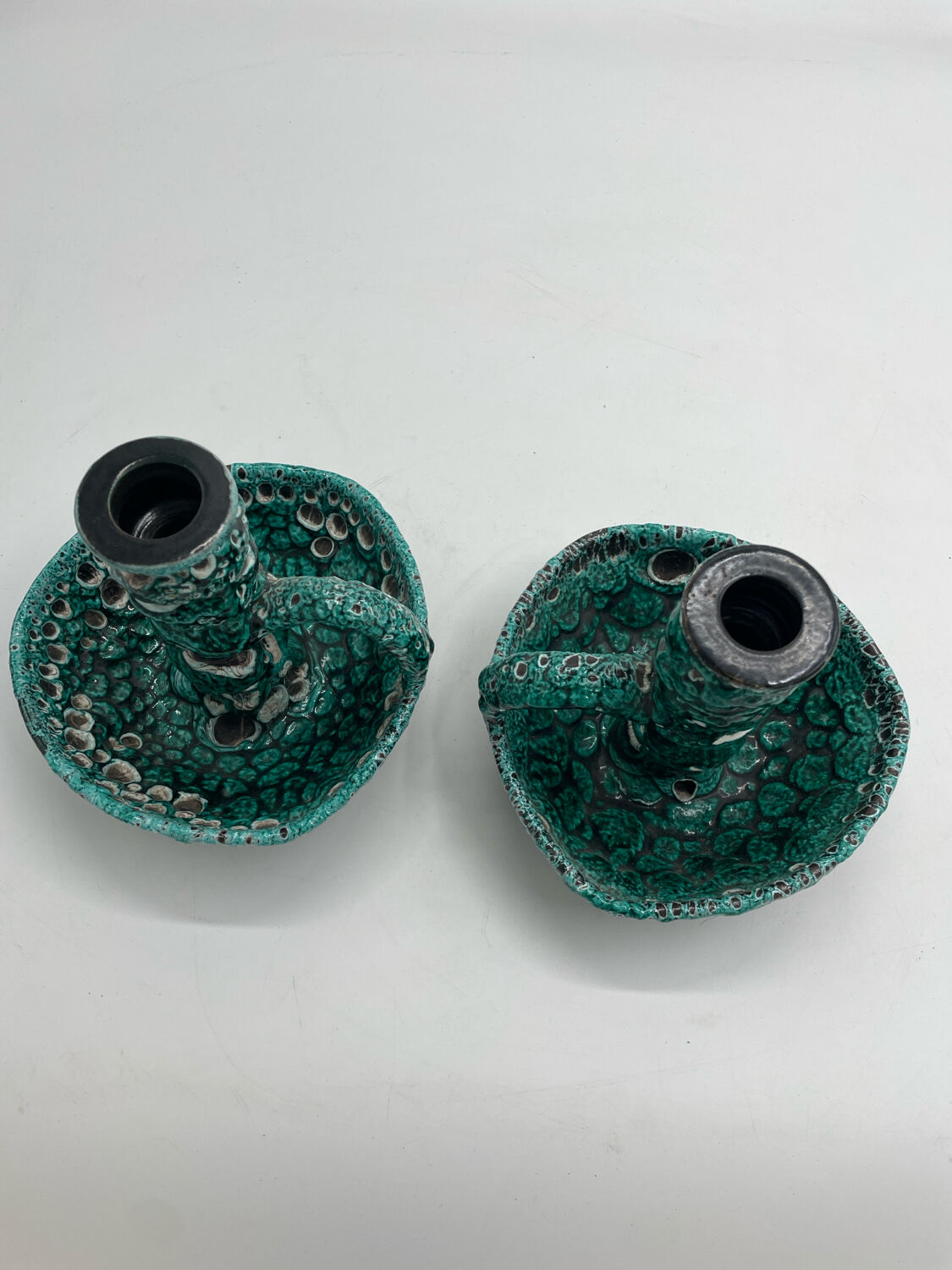 Set of two lamp bases, ceramic candlestick.