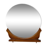 Miroir rond sur meuble 60's