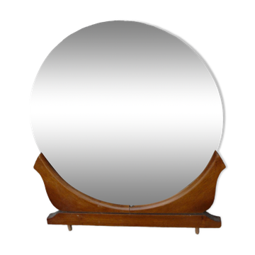 Miroir rond sur meuble 60's