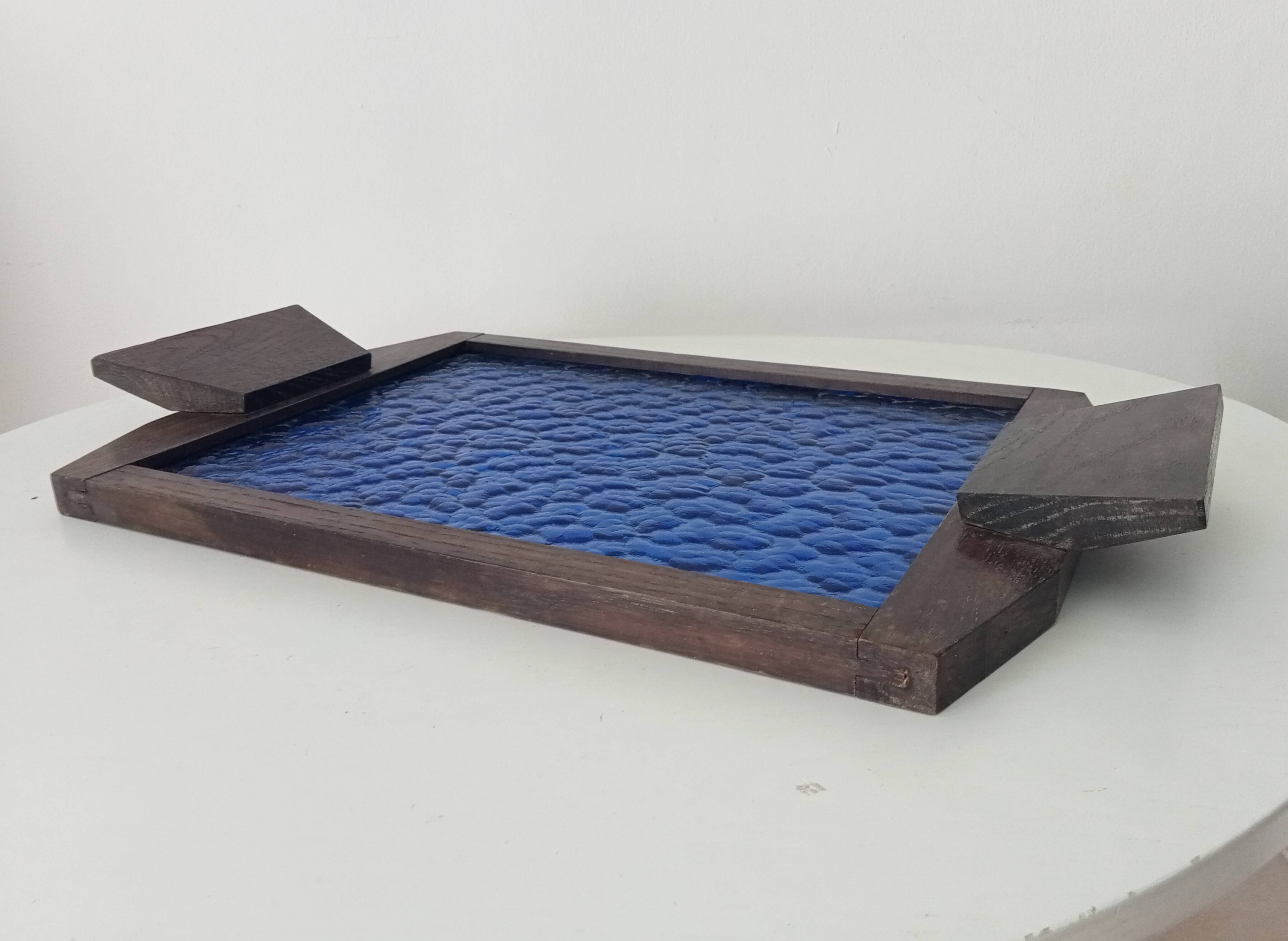 Art deco cathedral glass serving tray 1940s/1950s