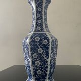 Vintage porcelain vase with white and blue decor