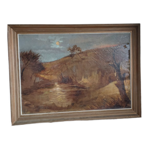 Tableau paysage avec une mare