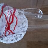 Glass decanter with red glass nets
