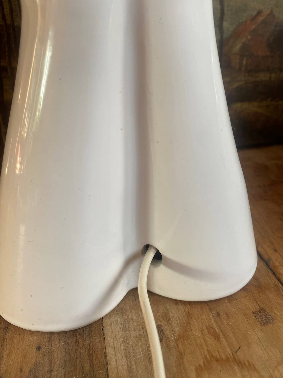 vintage ceramic and opaline hand lamp