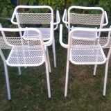 Set of 4 stackable perforated garden armchairs