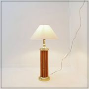 Lampe de table vintage en bambou et laiton - années 1980