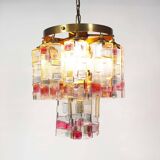 Muranoglass and brass chandelier attributed to Poliarte