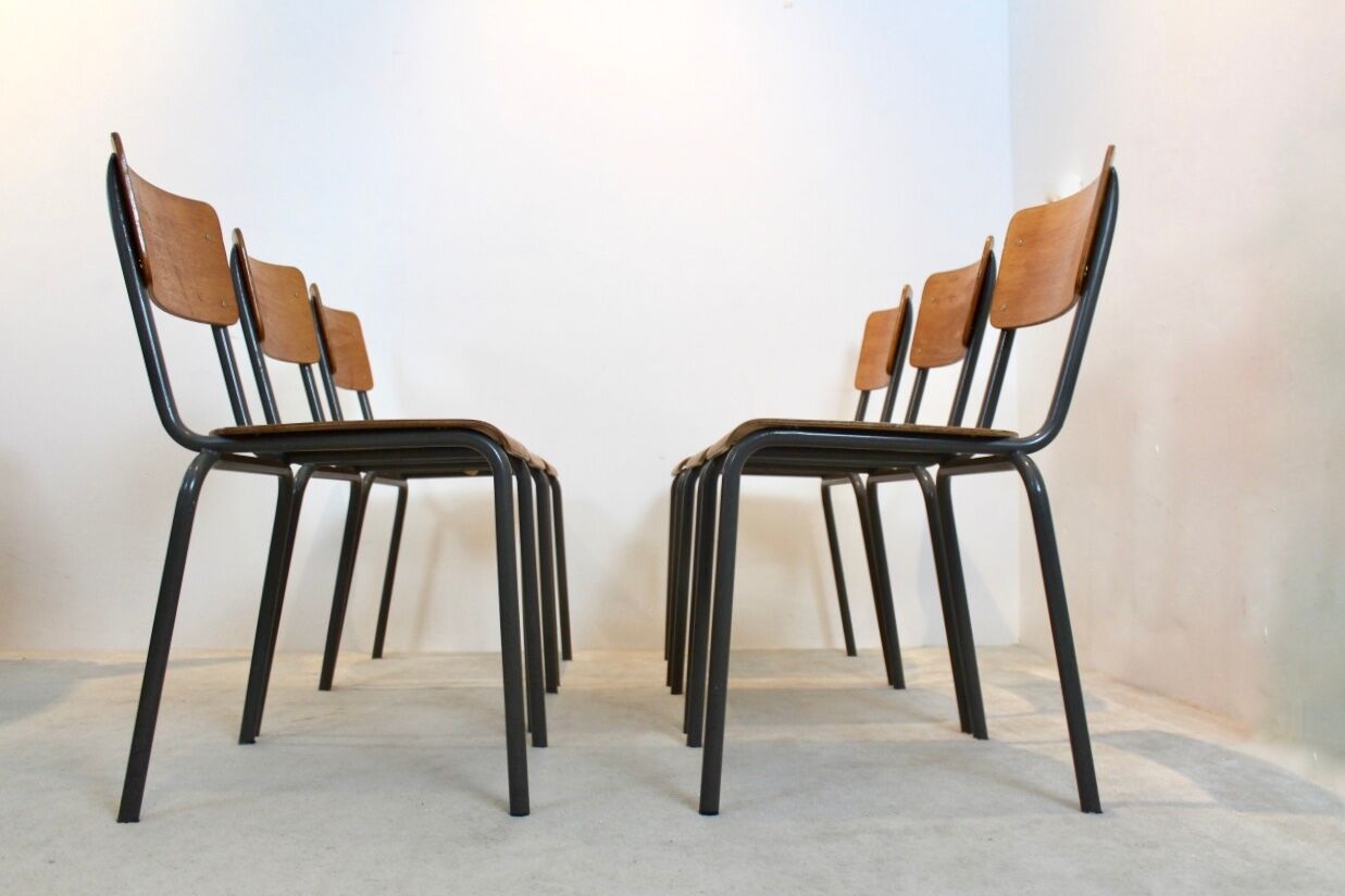 Dutch-designed plywood industrial chairs