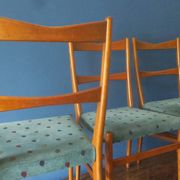 Set of 4 mid century dining chairs with chenille covers, 1960