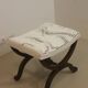 Empire style stool 1900 mahogany reupholstered in carved fabric