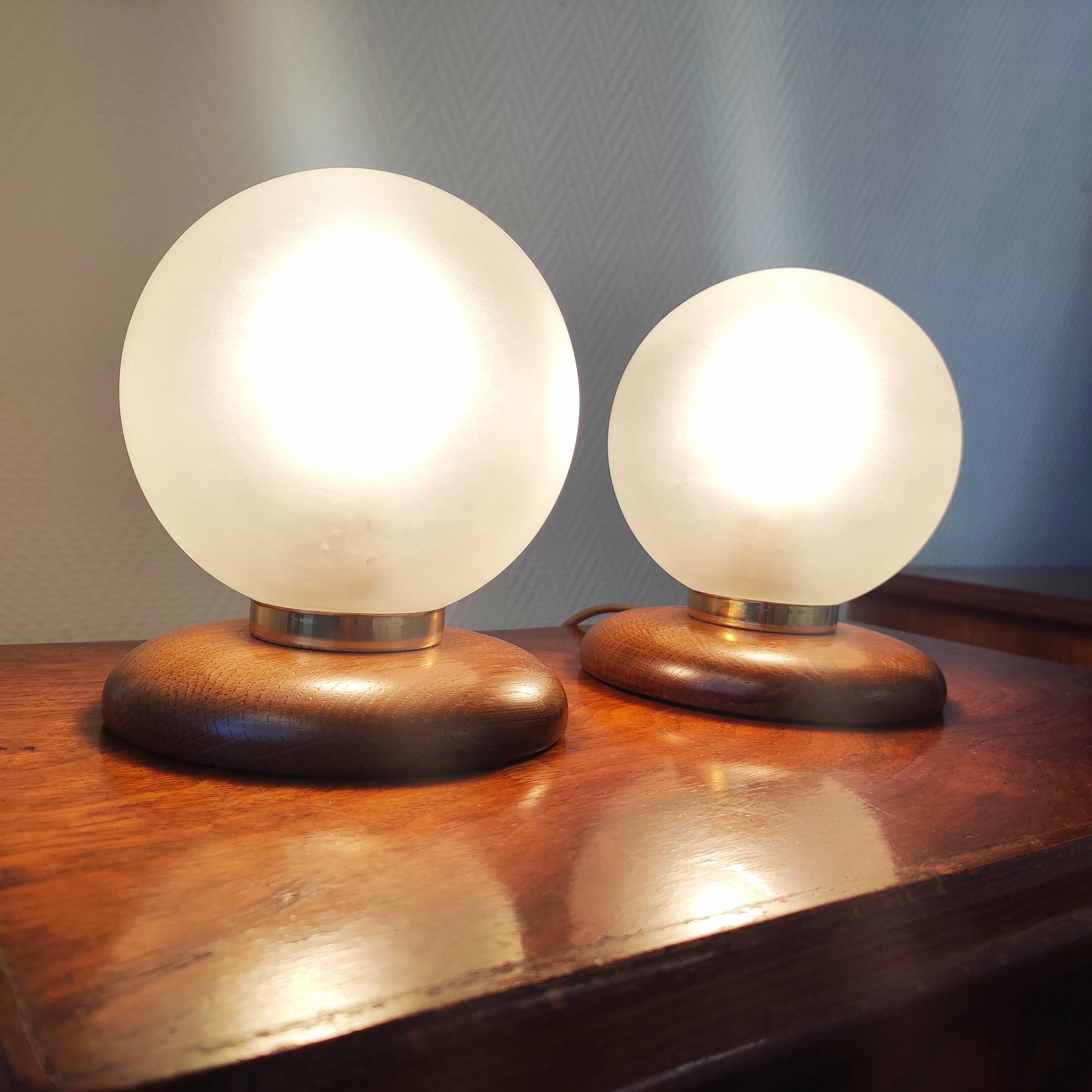 Pair of vintage ball lamps