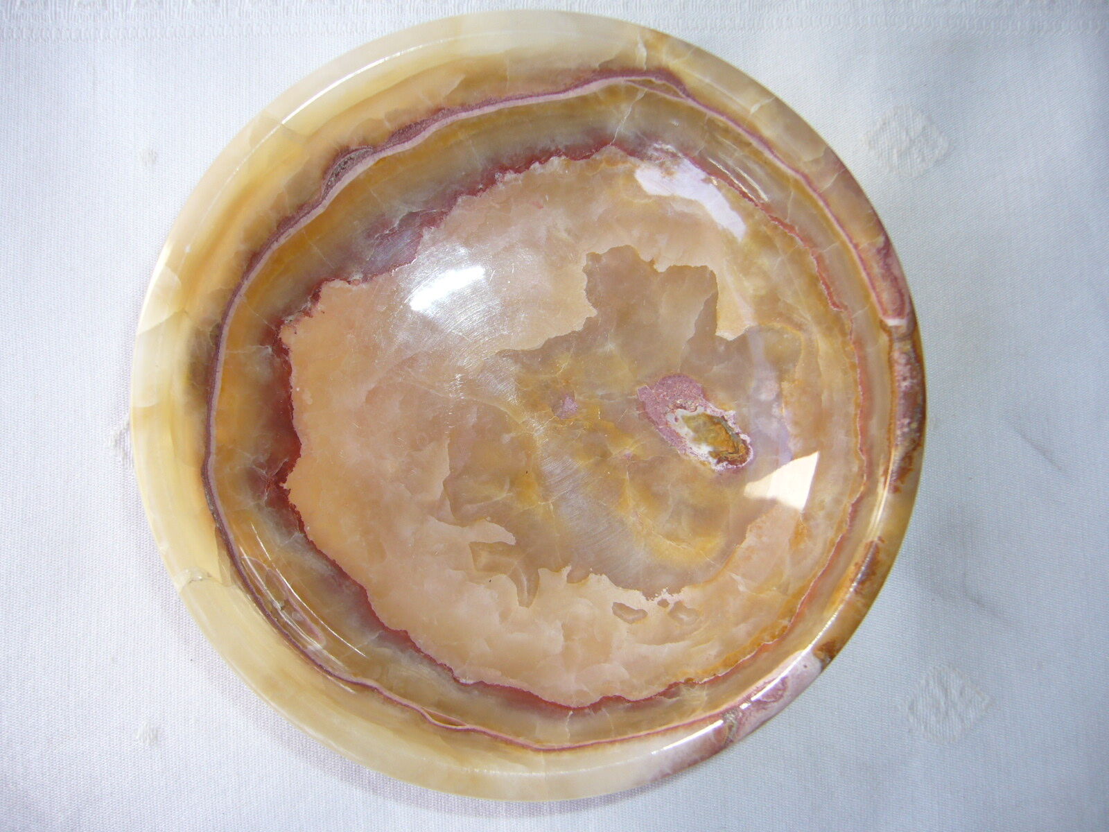 Empty cup pocket in vintage alabaster