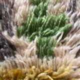 Mid-century Modern High Pile, Yellow, White, Green & Grey Rya Rug, Sweden, 1960s