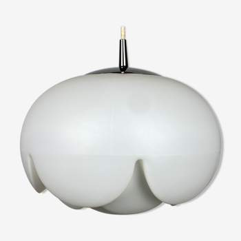 Large frosted glass pendant light by Peill and Putzler Seerose / Artichoke XL 1970