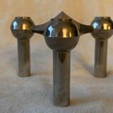 3 chrome metal candlesticks designed Nagel 1970