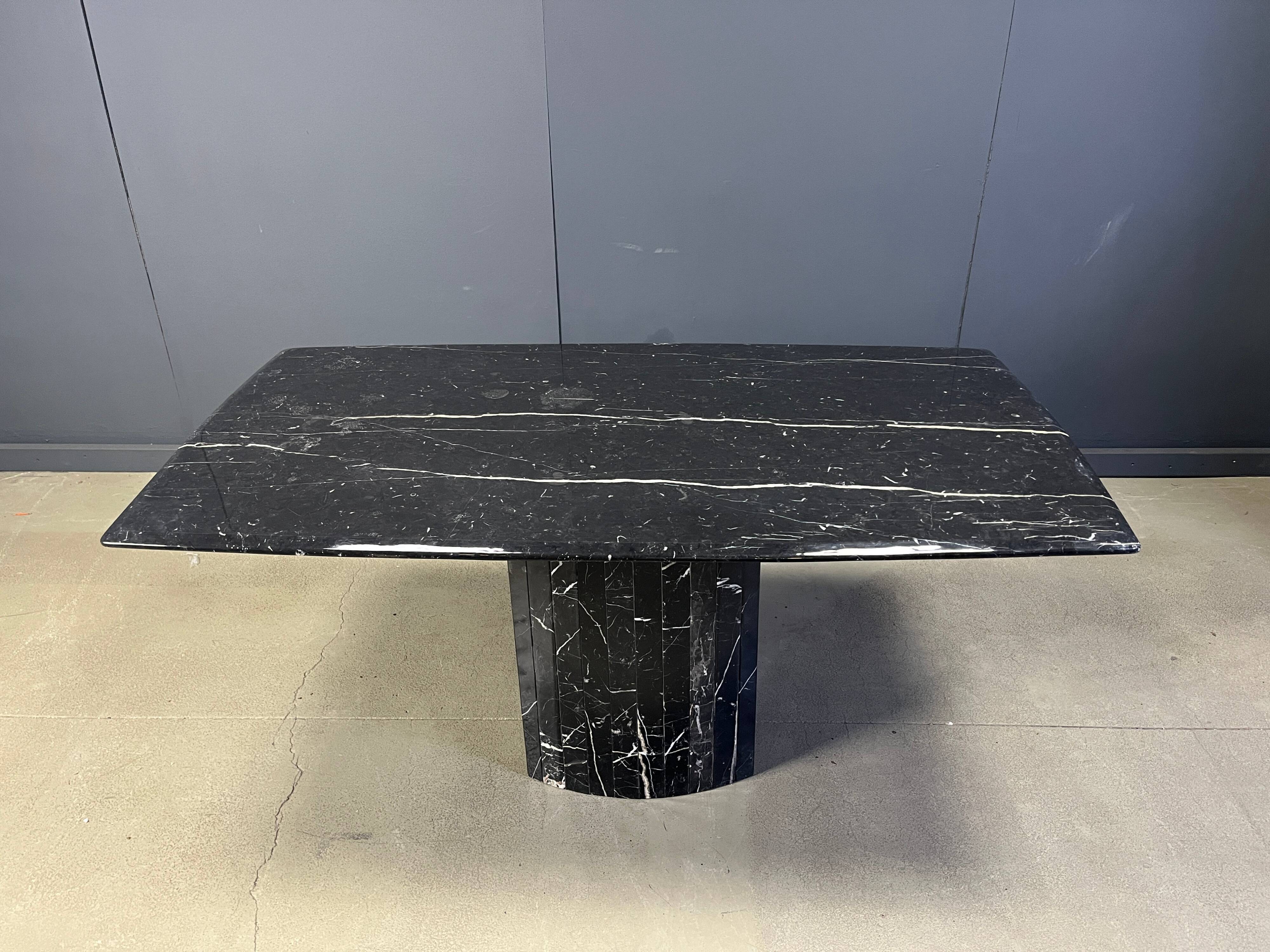 Vintage black marble dining table, 1970s