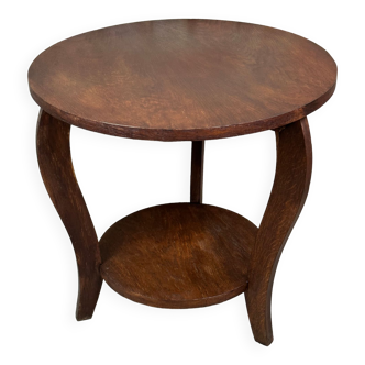Art deco side table pedestal table in oak veneer