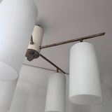 Vintage Italian ceiling light, brass and opaline, 1950