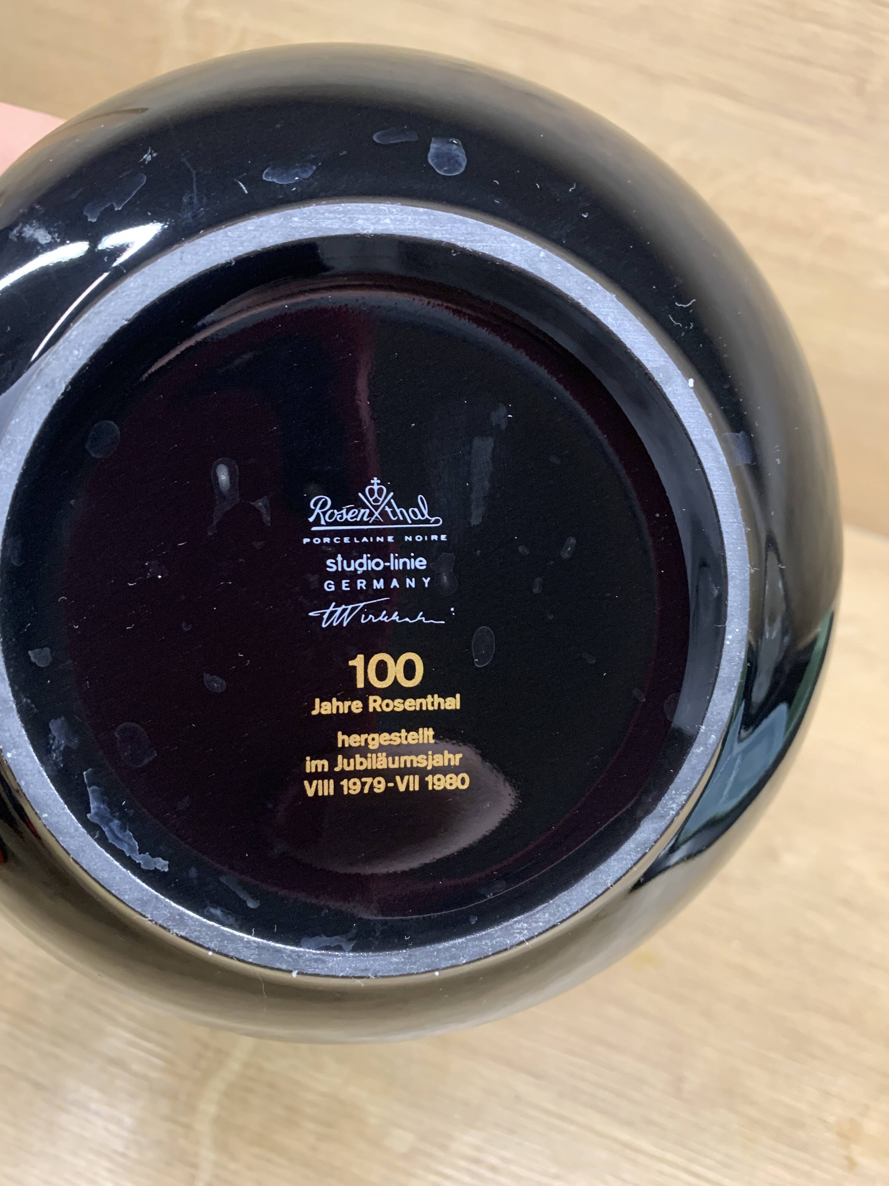 Rosenthal Black Ceramic Teapot – 1980s Limited Edition, Signed