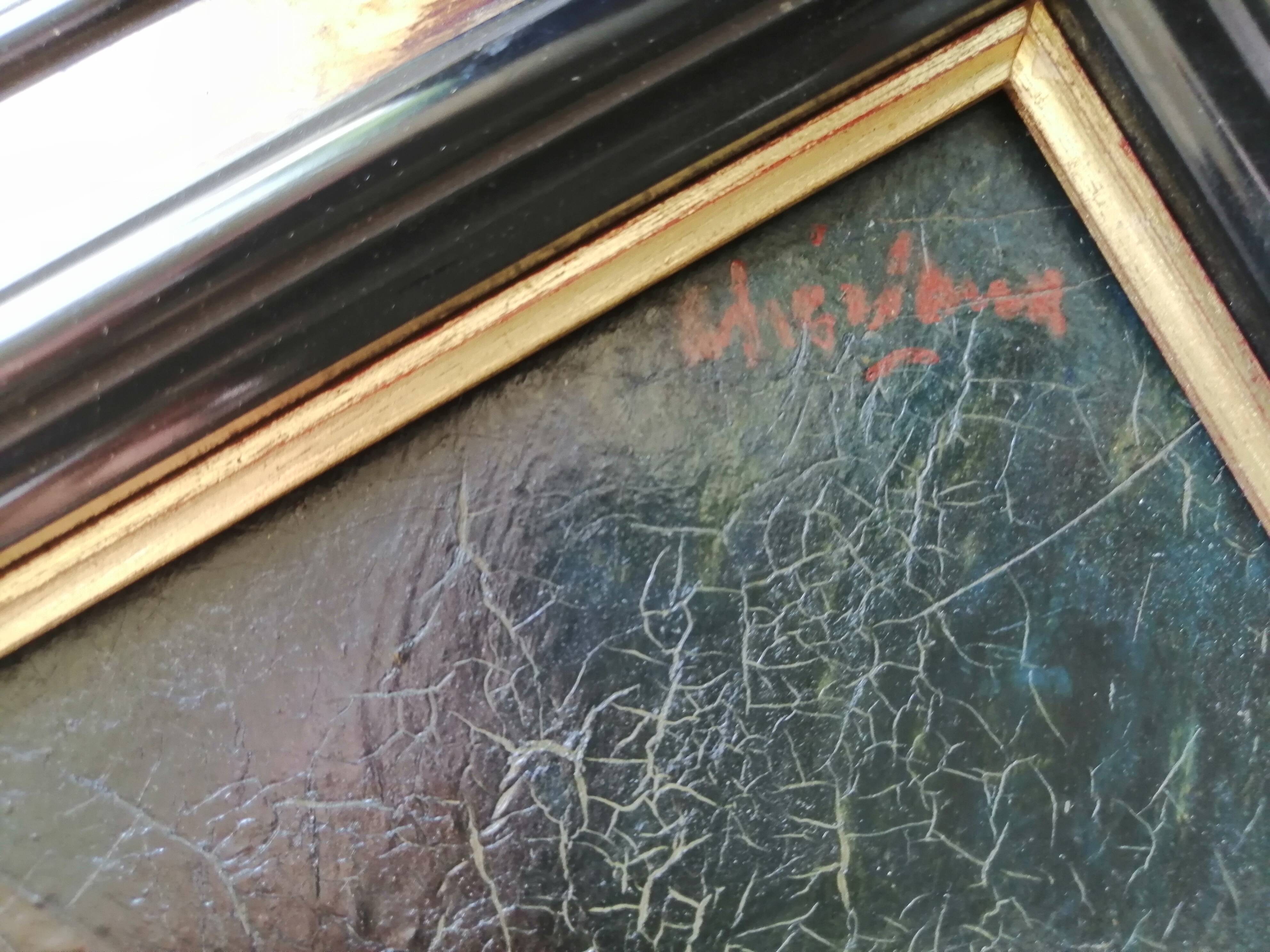Oil on panel signed and titled on the back framed Chériane