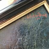 Oil on panel signed and titled on the back framed Chériane