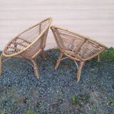Pair of rattan armchairs