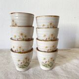 Stoneware egg cups, floral decoration