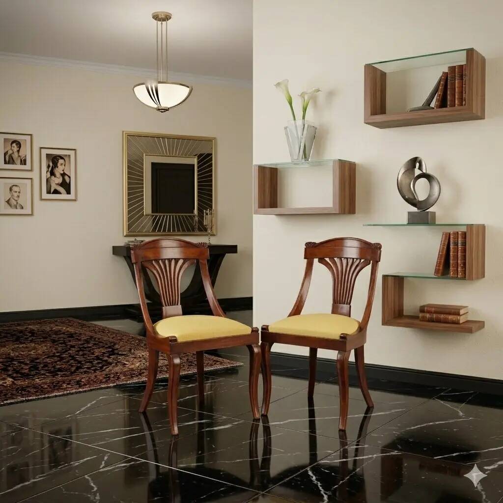 Antique Louis-Philippe walnut chairs, Italy, 19th century