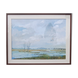 Gouache landscape painting