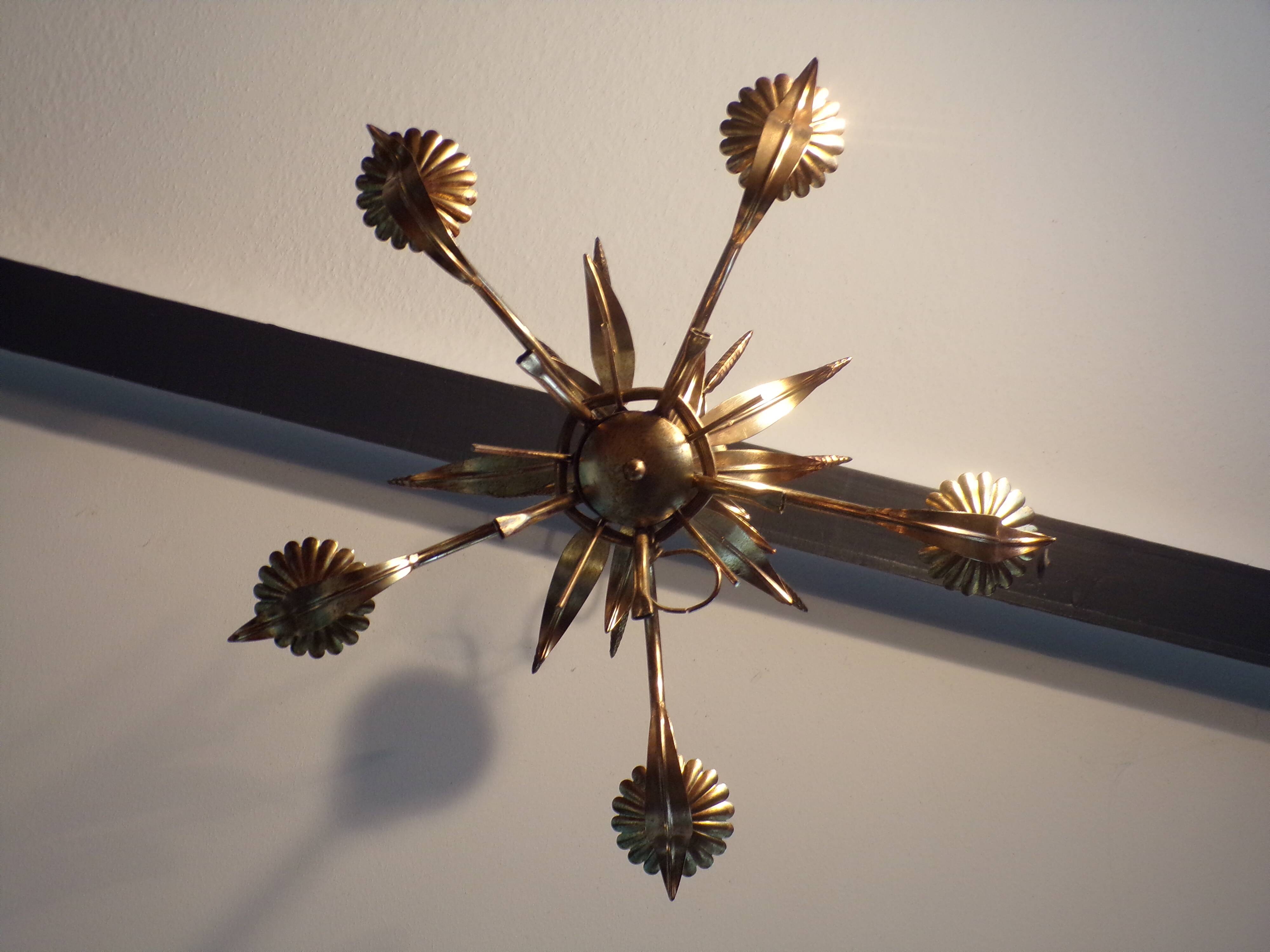 Lustre épi de blé fer doré 5 feux