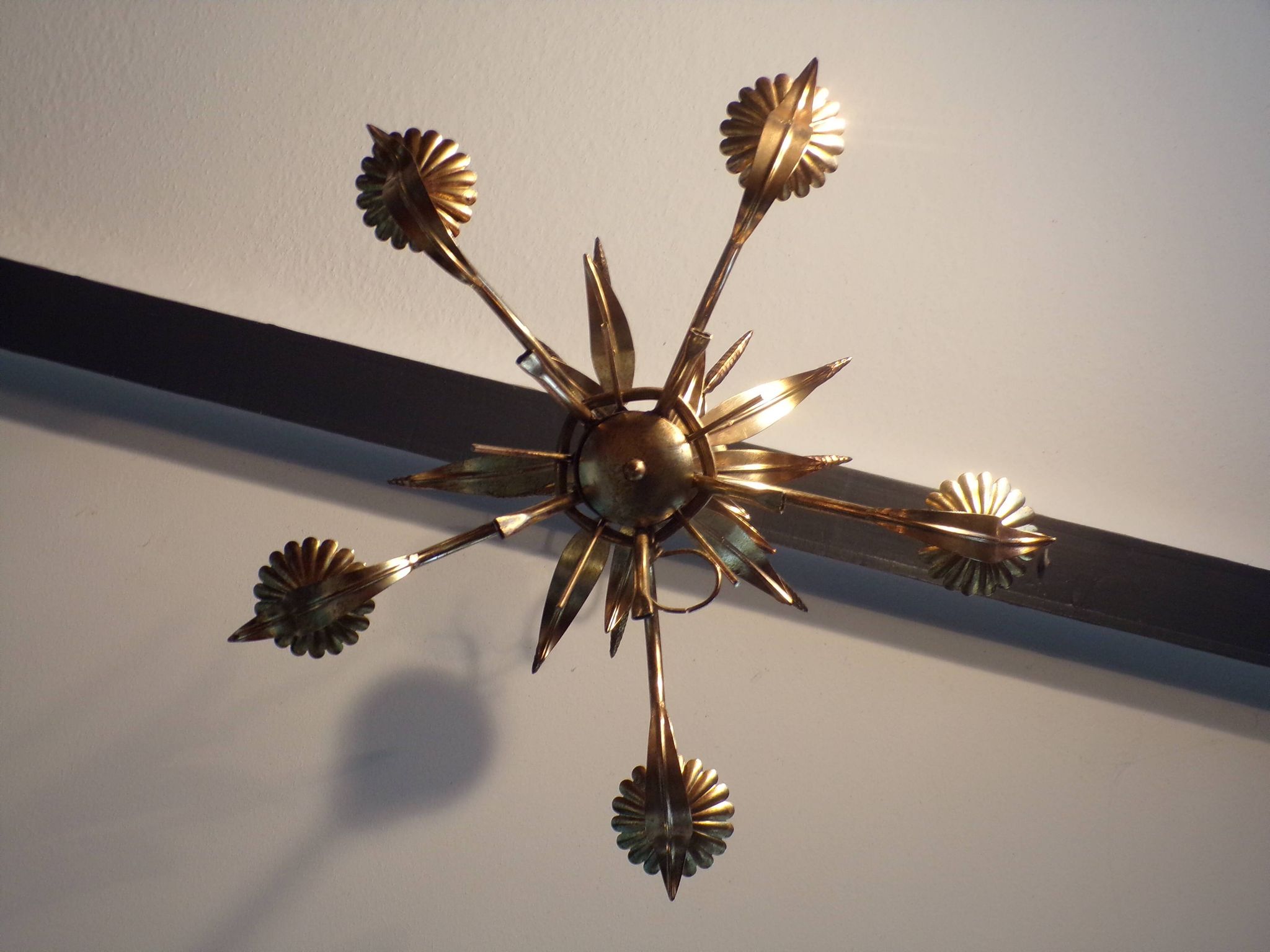 5-light gold-plated iron wheat sheaf chandelier