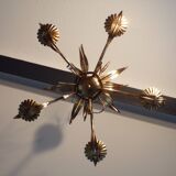 Lustre épi de blé fer doré 5 feux