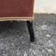 Antique crapaud chair in brown velvet – turned legs and brass rings.
