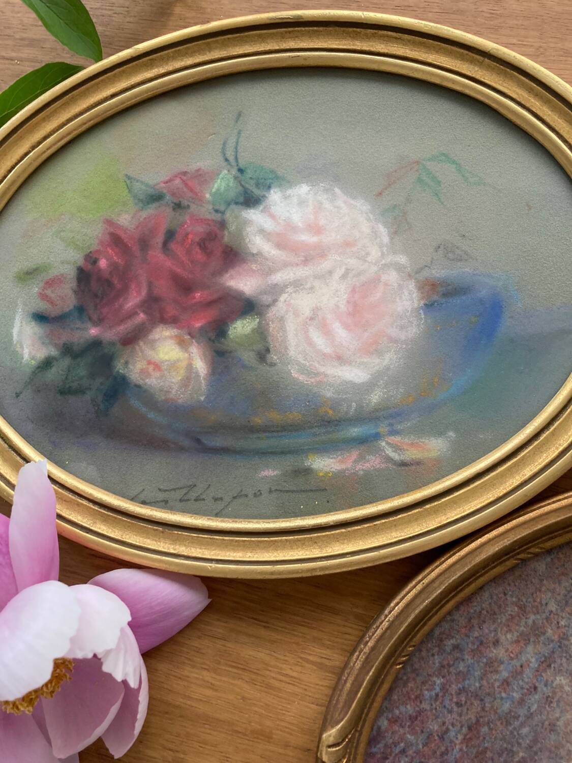 Framed pastel drawing “Roses”