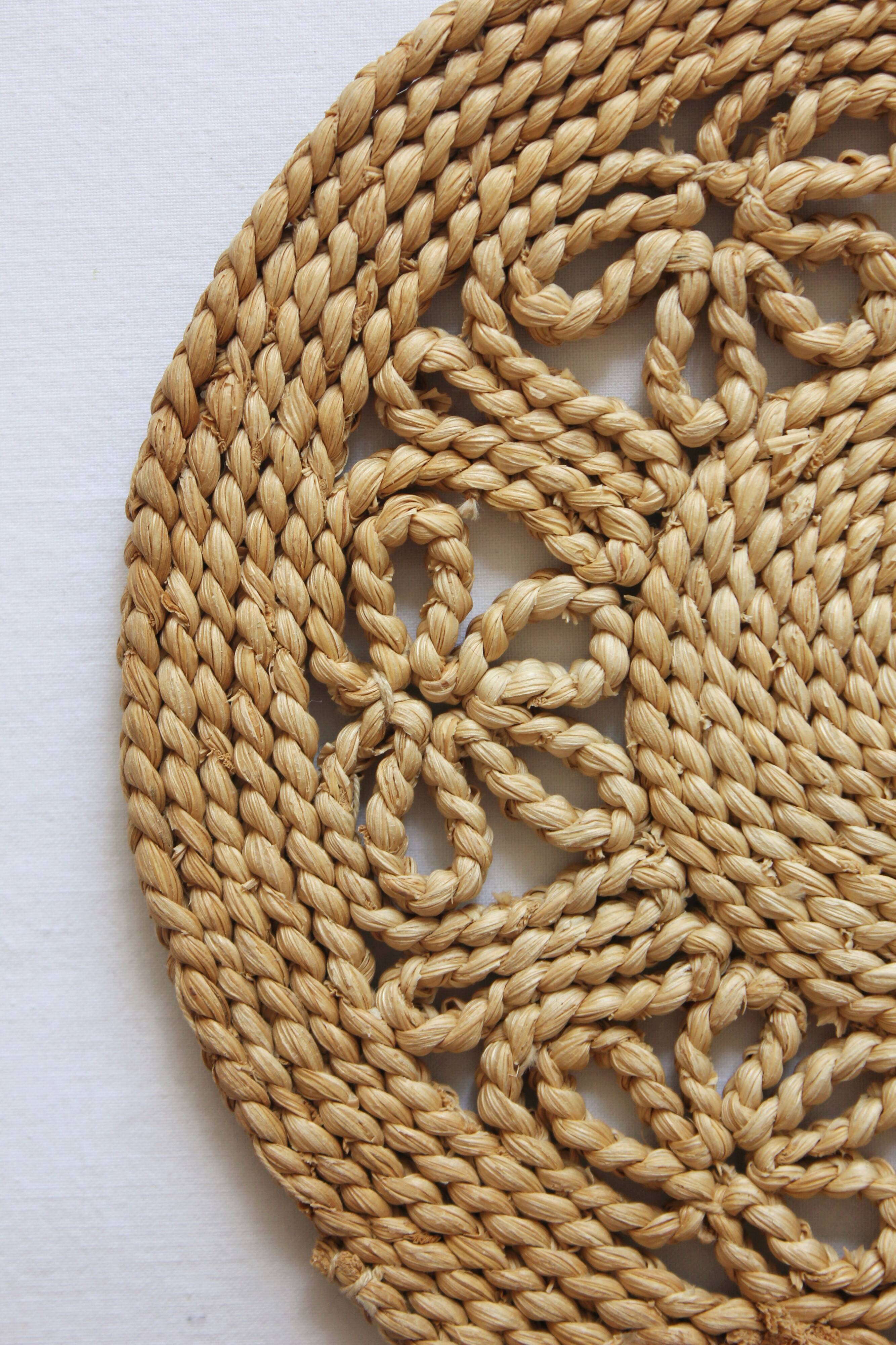 Vintage 70s braided rope table mat