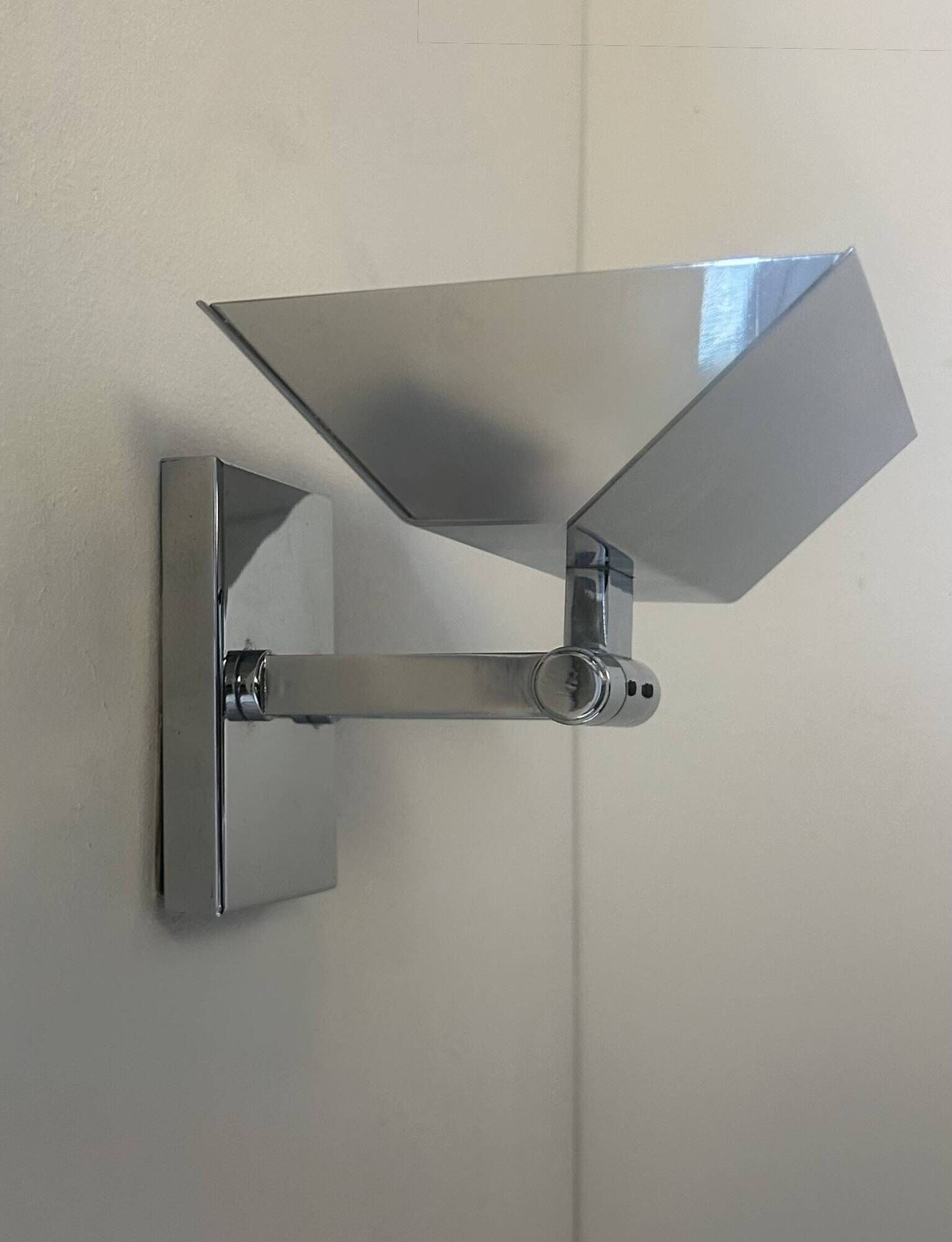 Pair of vintage adjustable wall lights, chrome-plated metal, France, 1970