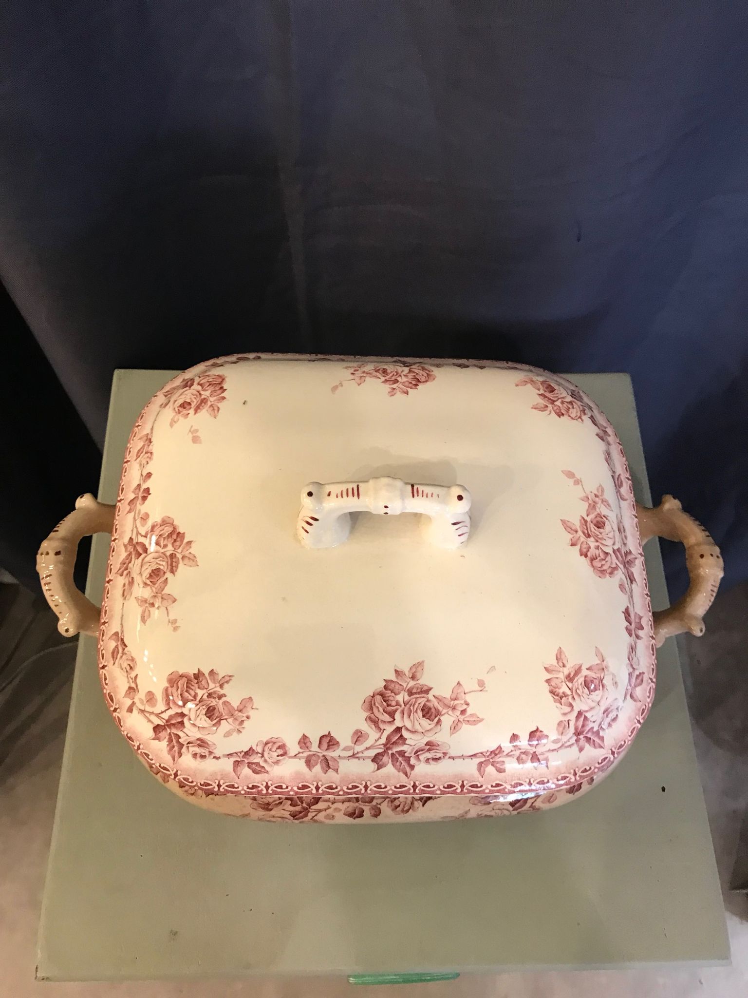 Tureen in faience choisy the king nineteenth floral decoration of roses