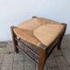 Antique solid wood stool with traditional rush seating – Late 19th century
