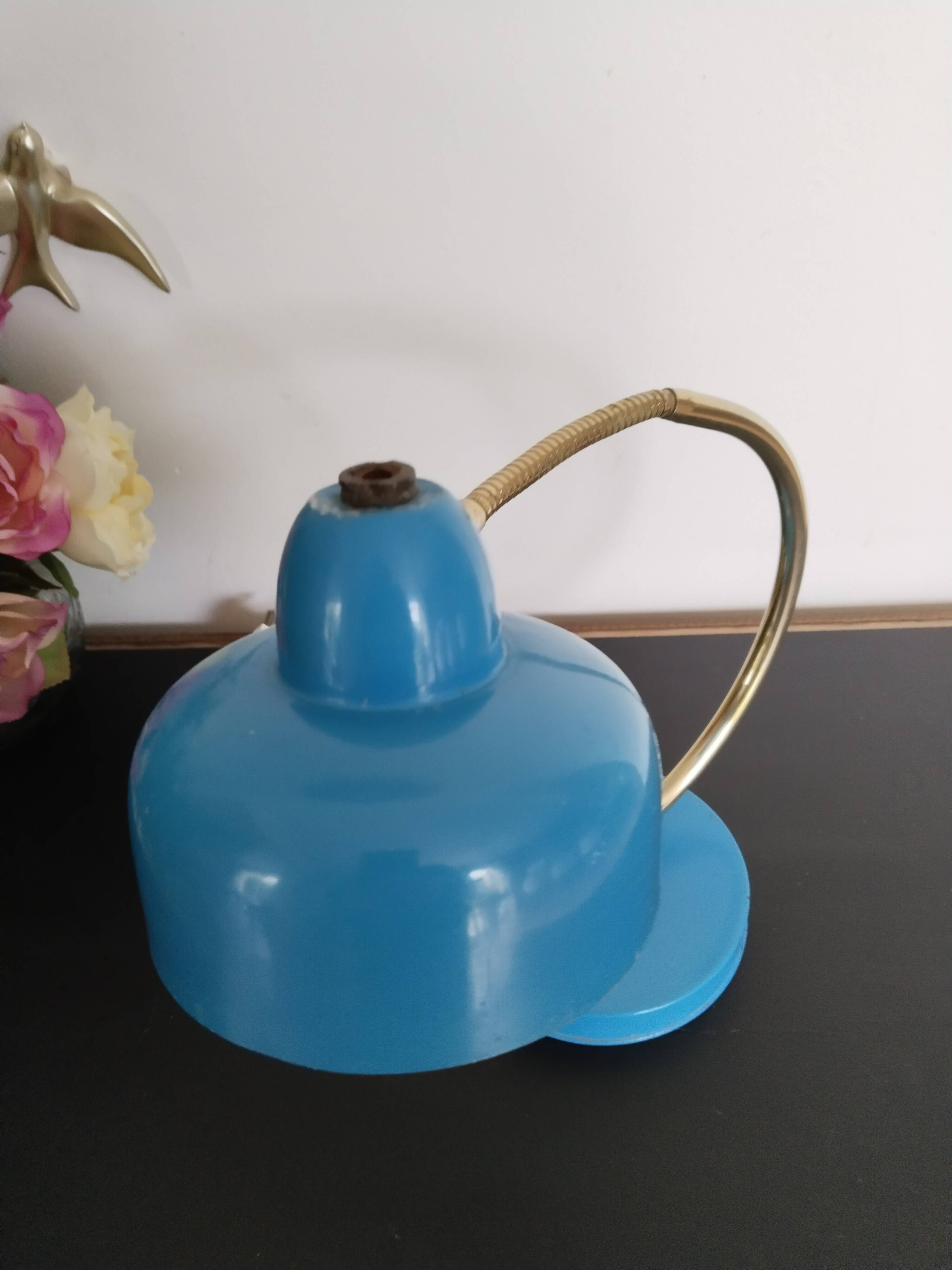 Blue and gold cocotte lamp, to table, flexible