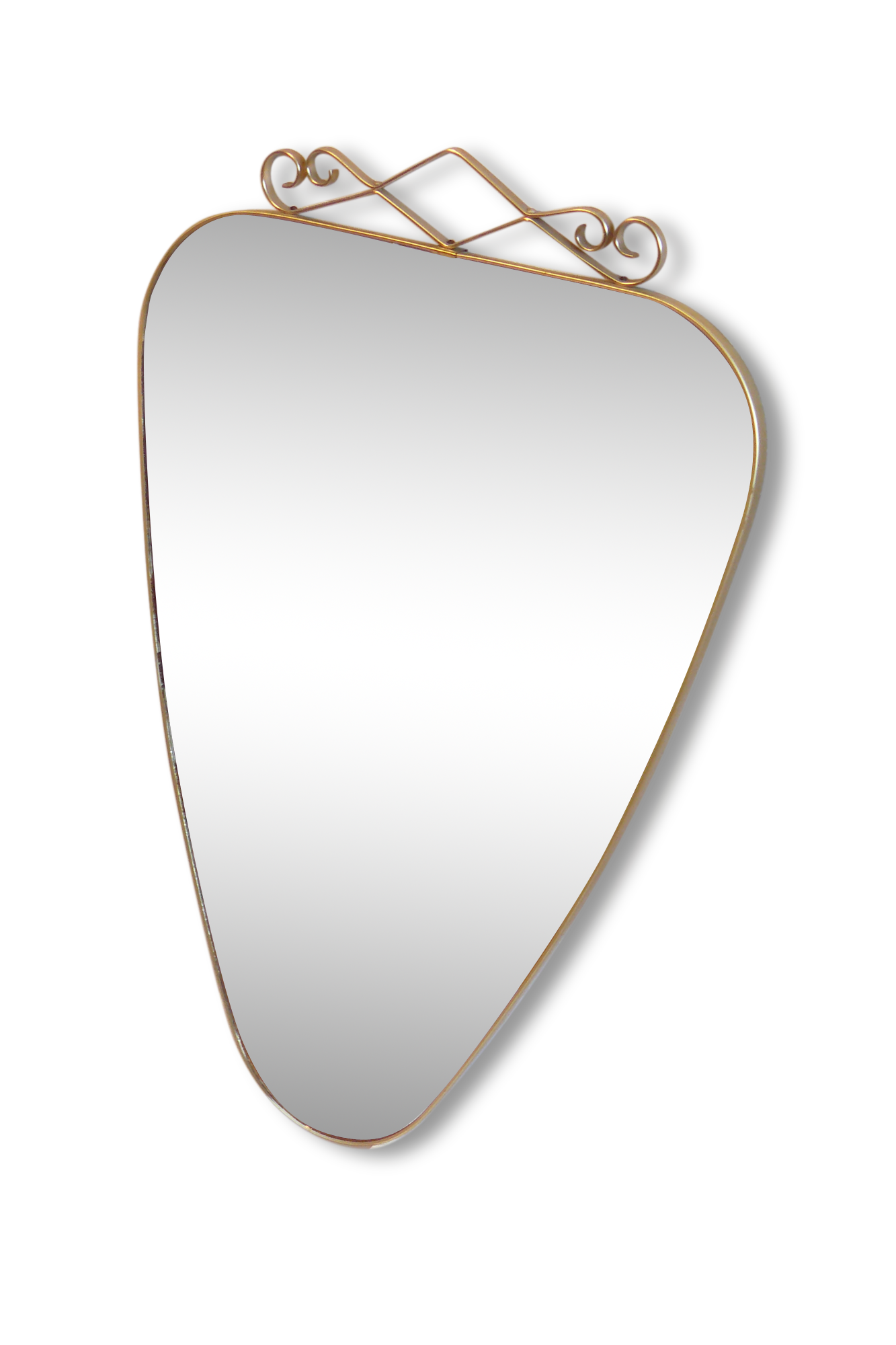 Asymmetric mirror shape free vintage brass
