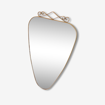 Asymmetric mirror shape free vintage brass