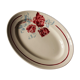 Oval dish art deco flowers red blue Pondy Badonviller