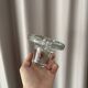 Vintage Scandinavian glass Candle Holder – Clear Pressed Glass – 1970s