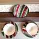 Cups and saucers polychrome Sarreguemines decoration Feria, vintage 30s-50s