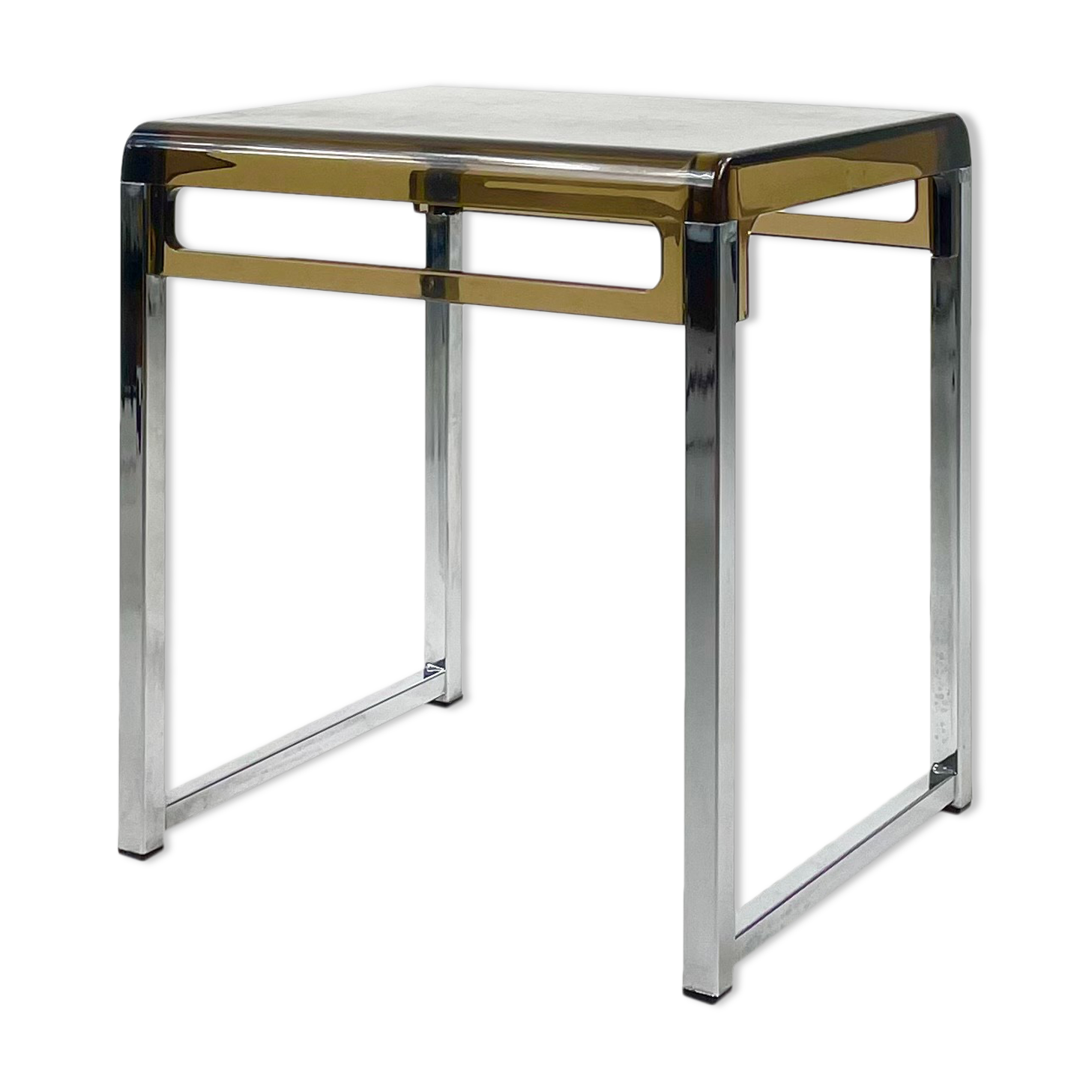 Vintage plexiglass and chrome side table, France, circa 1970