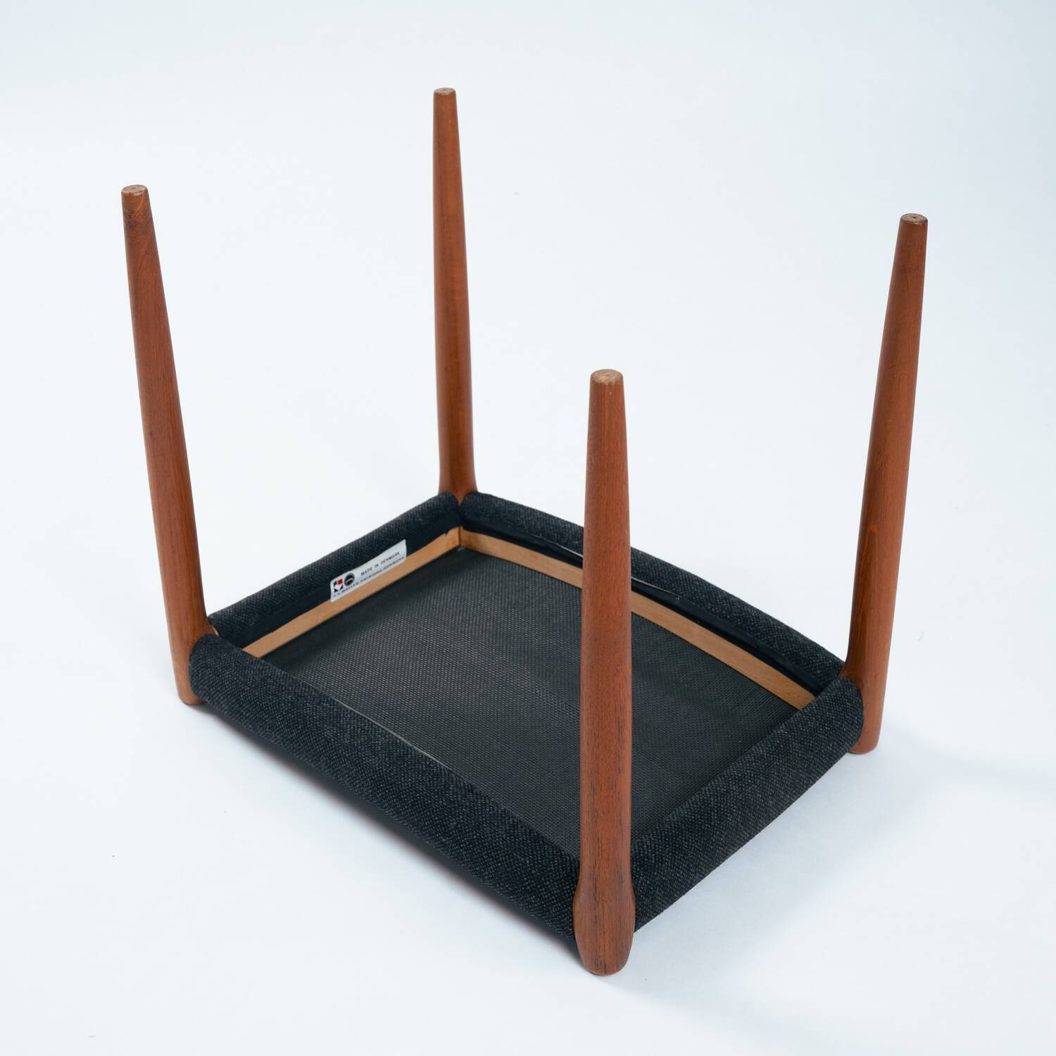 Niel O Moller teak stool 80a with black wool fabric, Denmark, 1960s