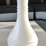 Blown Murano/White Opaline Art glass vase, polychrome smoke scroll inclusions. 28.5 x 14 cm